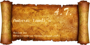 Ambrus Tamás névjegykártya